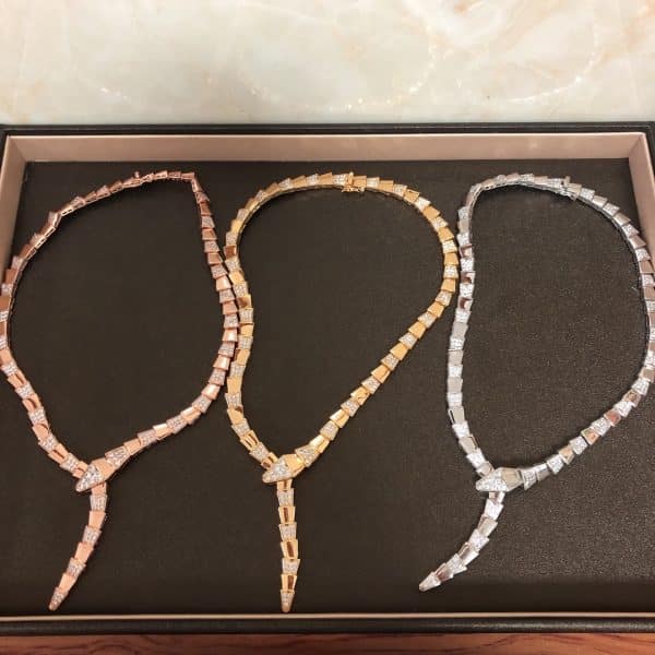 Serpenti Necklace with Full Pave Diamonds Rose Gold/White Gold/Yellow Gold