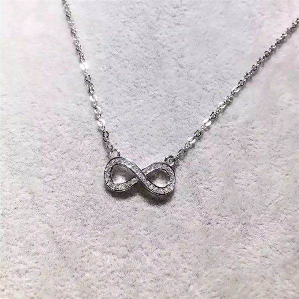 Tiffany Infinity Pendant Chain Necklace Diamonds Sterling Silver Christmas Gift Fashion Jewelry