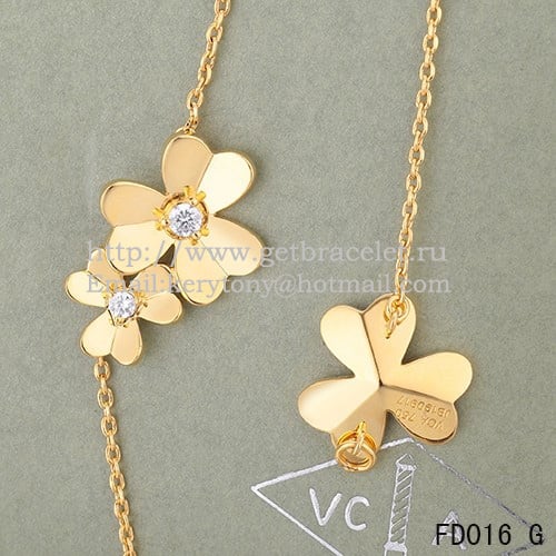 Van Cleef Arpels Frivole Necklace Yellow Gold With 9 Round Diamonds