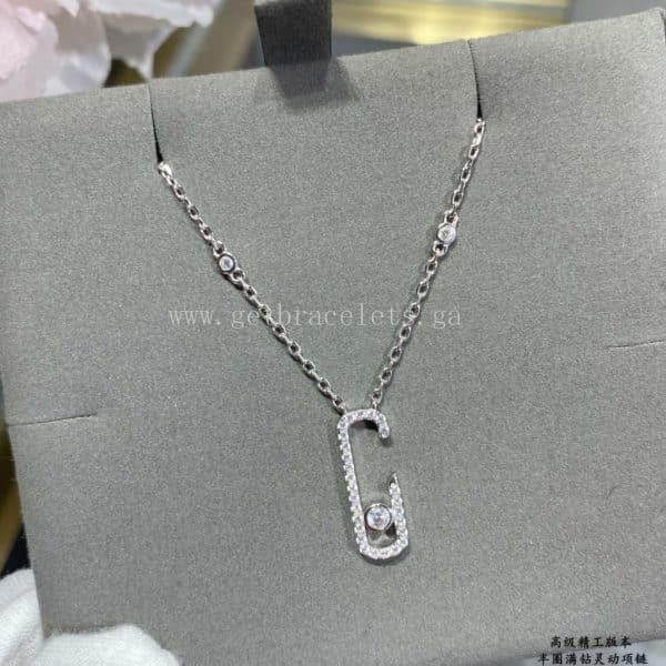 Messika Lucky Pave Diamond Necklace White Gold/Rose Gold