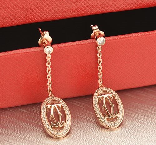Cartier Logo Double C Earrings in 18K Pink Gold With Diamonds