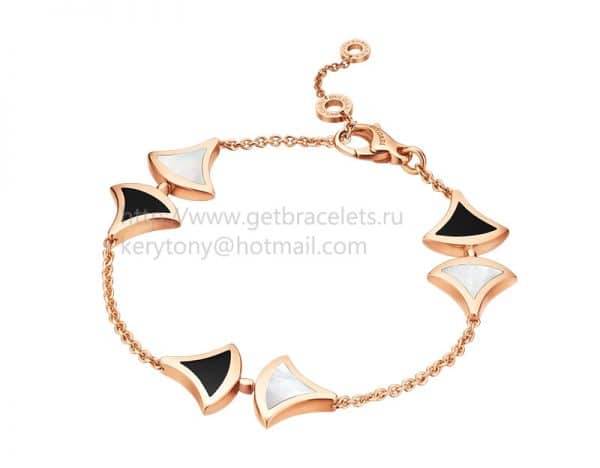 DIVAS’ Dream Bracelet Rose Gold with Mother of Pearl and Onyx BR856995
