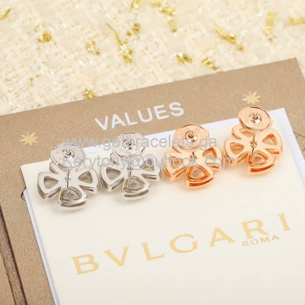 Fiorever Earrings Rose Gold with 2 Diamonds Top Replica