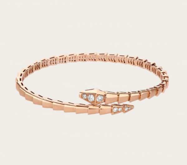 Serpenti Viper 18K Rose Gold Bracelet set with Demi-pave Diamonds