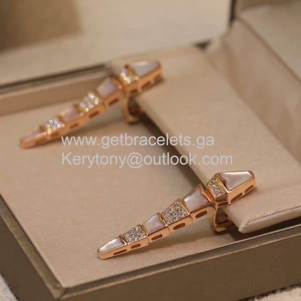 Serpenti Earrings With Diamonds and Mother of Pearl Rose Gold/Yellow Gold/White Gold