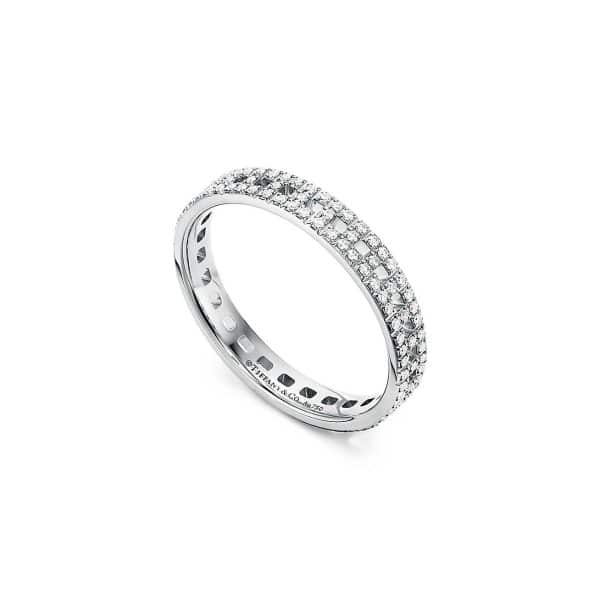Nice Price Tiffany Female Tiffany T Paved Diamonds 5.5MM True Wide Ring White Gold/ Yellow Gold