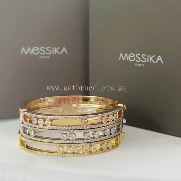 Messika Move Romane Bangle With Pave Diamonds Yellow Gold/White Gold/Rose Gold