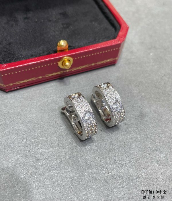 Cartier Love Earrings With Pave Diamonds White Gold/Rose Gold/Yellow Gold
