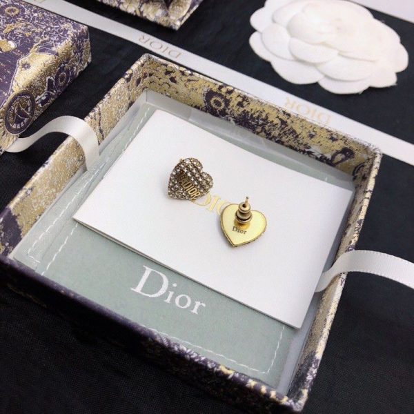 Replica Hot Selling Christian Dior Heart-shaped J??Adior Brass Paved Diamonds Earrings Female Jewellery Online