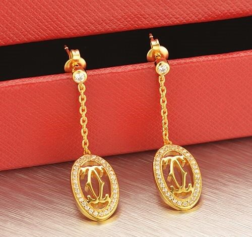 Cartier Logo Double C Earrings in 18K Yellow Gold With Diamonds