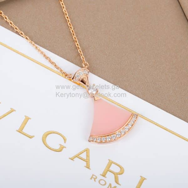 Divas Dream Transshipment Necklace Pink Opal With Diamonds Rose Gold AAA