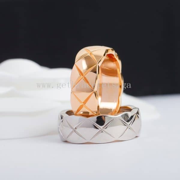 COCO Crush Ring Quilted Motif Mini Version Rose Gold/White Gold/Yellow Gold