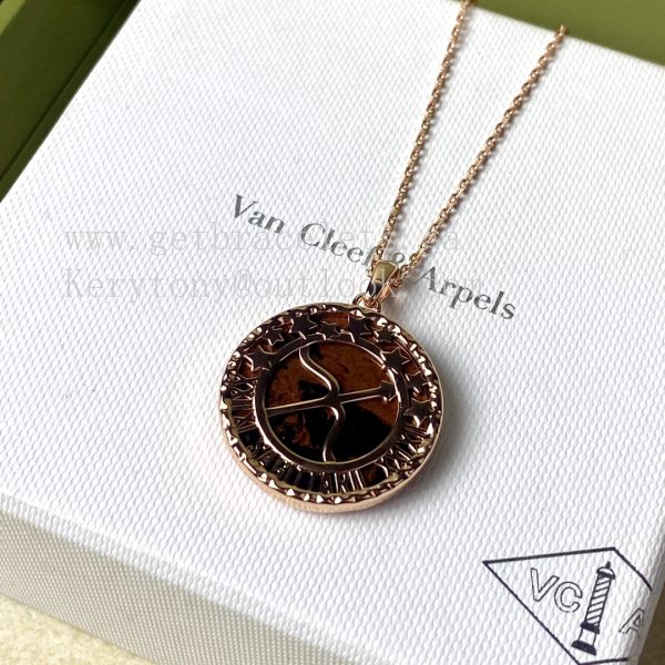 Van Cleef Arpels Zodiaque Long Necklace Sagittarii (Sagittarius) Rose Gold Pietersite