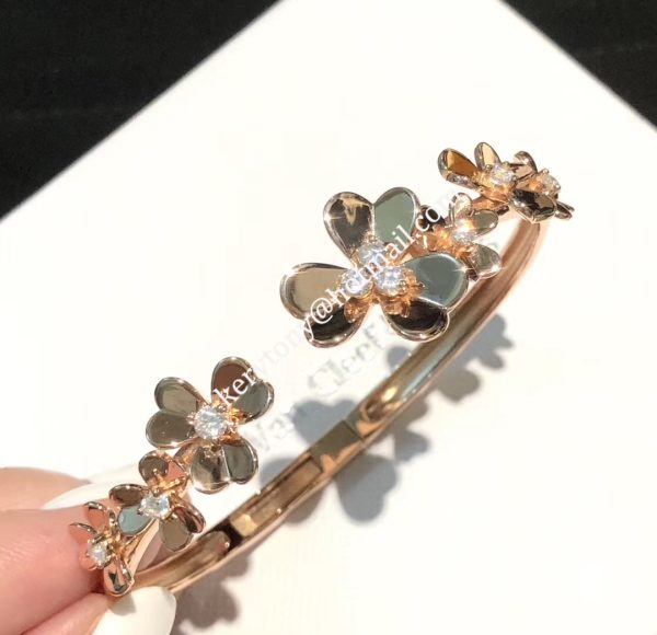 New Van Cleef Arpels Frivole Bracelet 7 Flowers Yellow Gold/White Gold/Rose Gold With Diamond Replica