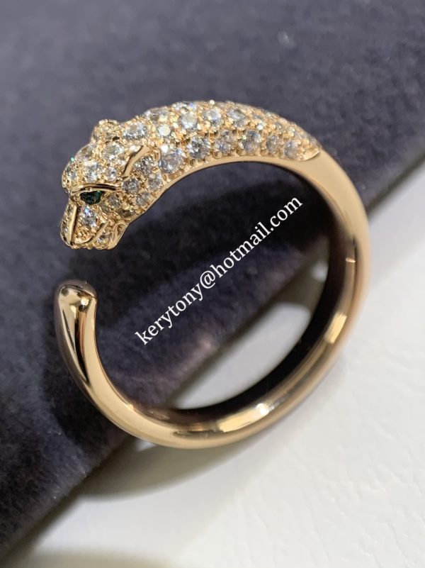 Replica Summer Fashion Panthere de Cartier Ring White Gold/Yellow Gold/Rose Gold Emeralds Onyx and Emeralds With Diamonds