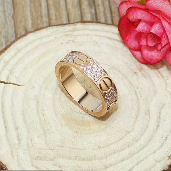 Replica Cartier Love Ring 18K Pink Gold Paved Diamonds B4087600