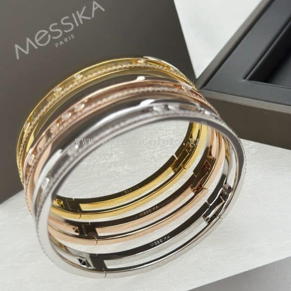 Messika Move Romane Large Bangle With Her Diamonds Yellow Gold/White Gold/Rose Gold