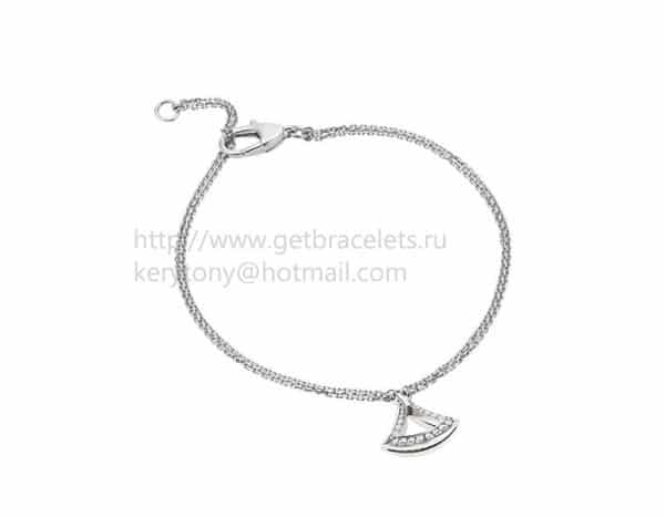 DIVAS’ Dream White Gold Openwork Bracelet with White Gold Pendant Set with Pave Diamonds