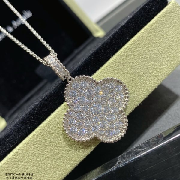 Van Cleef Arpels Magic Alhambra Long Necklace White Gold/Rose Gold with Pave Diamonds