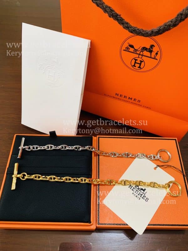 Economy Premium replica Hermes Chaine D’Ancre Necklace Medium White Gold/Pink Gold/Yellow Gold