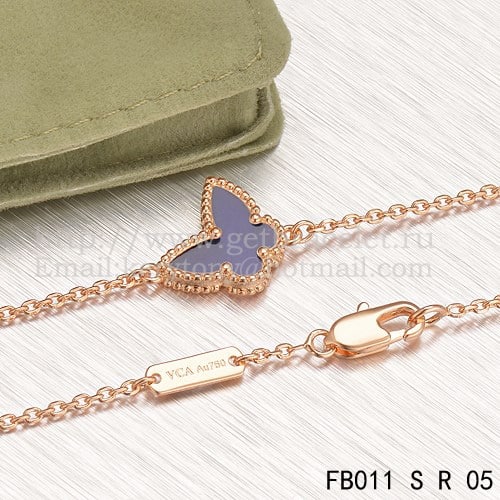 Van Cleef & Arpels Sweet Alhambra Butterfly Bracelet Pink Gold With Malachite Mother Of Pearl