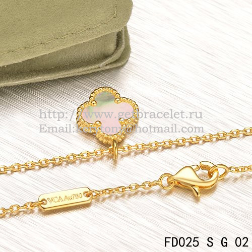 Van Cleef & Arpels Sweet Alhambra Pendant Yellow Gold With Gray Mother Of Pearl 9mm