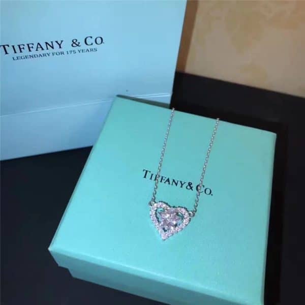 Low Price Tiffany Necklace Heart & Star Gemstones Pendant Elegant Style USA Women Gift