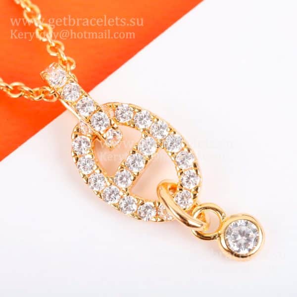 Knock-off Stylish Hermes Chaine D’Ancre Necklace With Diamonds Rose Gold/Silver