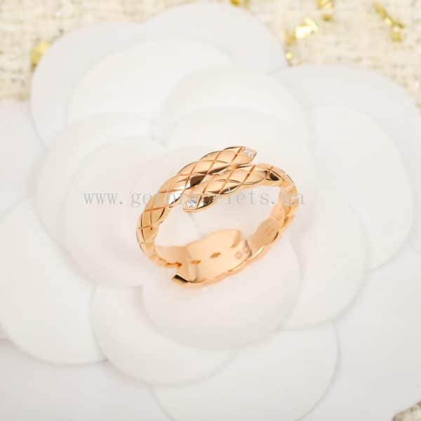 COCO Crush Toi Et Moi Ring Quilted Motif Small Version With Diamonds Rose Gold