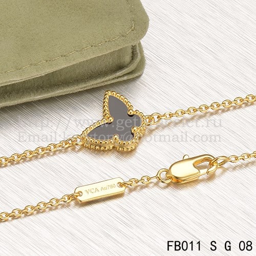 Van Cleef & Arpels Sweet Alhambra Butterfly Bracelet Yellow Gold With Black Agate Mother Of Pearl
