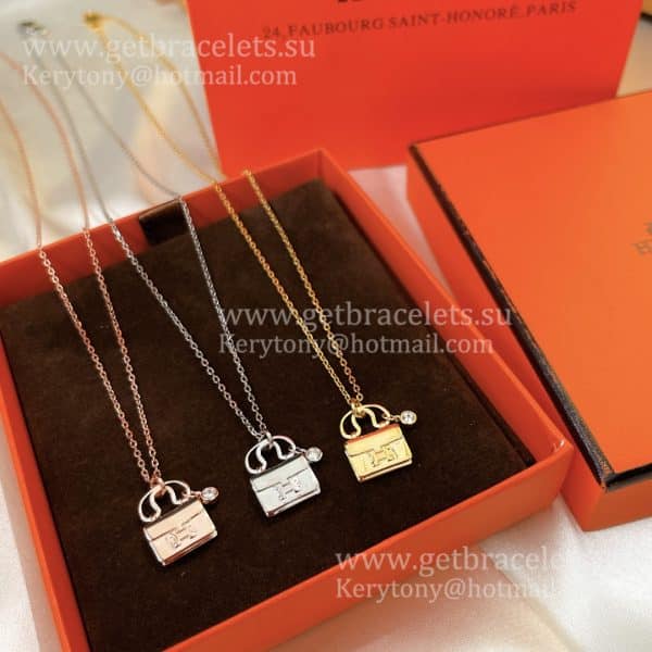 Good Reviews Hermes Constance Amulette Necklace With 1 Diamond Silver/Yellow Gold/Rose Gold
