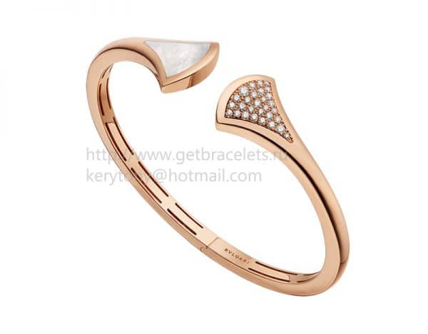 DIVAS’ Dream Rose Gold Bracelet with Mother of Pearl and Pave Diamonds