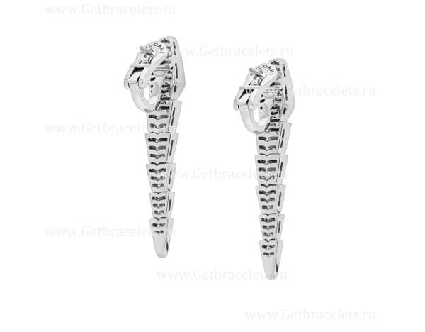 Serpenti Viper Earrings 18K White Gold with Full Pave Diamonds