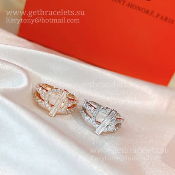 Hermes Echappee Double Ring Rose Gold/White Gold UK Sale