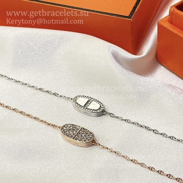 Hermes Chaine D’Ancre Verso Chain Bracelet With Diamonds Champagne Spring Classic