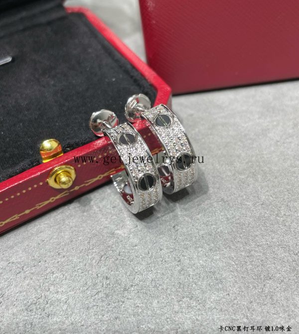 Cartier Love Earrings Diamond-Paved Wiht Black Ceramic White Gold