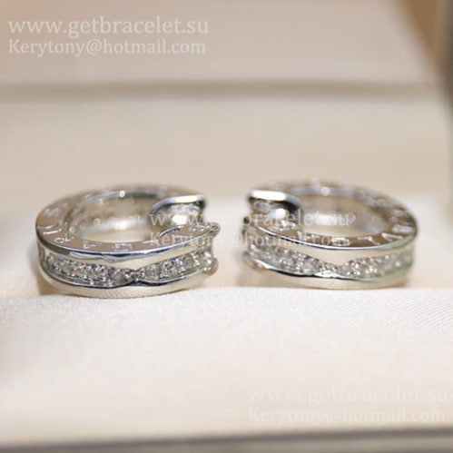 B.zero1 Small White Gold and Pave Diamond Hoop Earrings