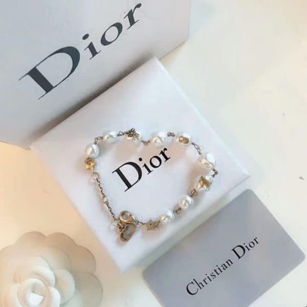 Summer Popular Dior Tribale Native Retro Brass Bee/CD/Clover Charm Atypical Pearl Bracelet For Womens