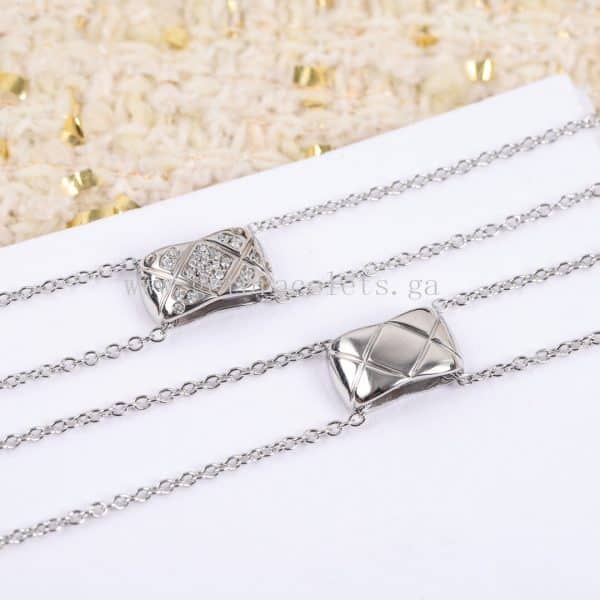 COCO Crush Necklace Quilted Motif Rose Gold/White Gold