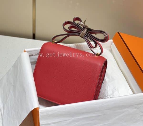 Handmade Hermes Constance 18cm In Epsom Calfskin Red With Gold
