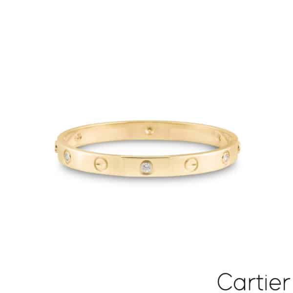 Imitation Cartier Men and Women Yellow Gold Love Bracelet 4 Diamonds B6035916 (New Version – Prevent Screws Fall Out)
