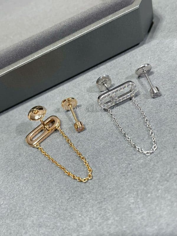 Messika Move Uno Chain and Stud earrings For Her Diamond Earrings White Gold/Rose Gold