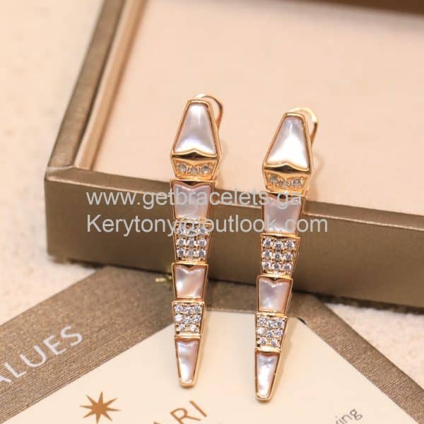 Serpenti Earrings With Diamonds and Mother of Pearl Rose Gold/Yellow Gold/White Gold