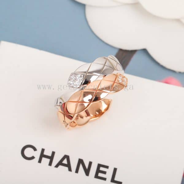 COCO Crush Toi Et Moi Ring Quilted Motif Large Version With Diamonds