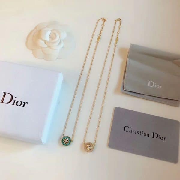 Christian Dior Rose Des Vents Pink Opal/Turquoise Pendant Paved eight-pointed star Ladies Yellow Gold Diamonds Necklace