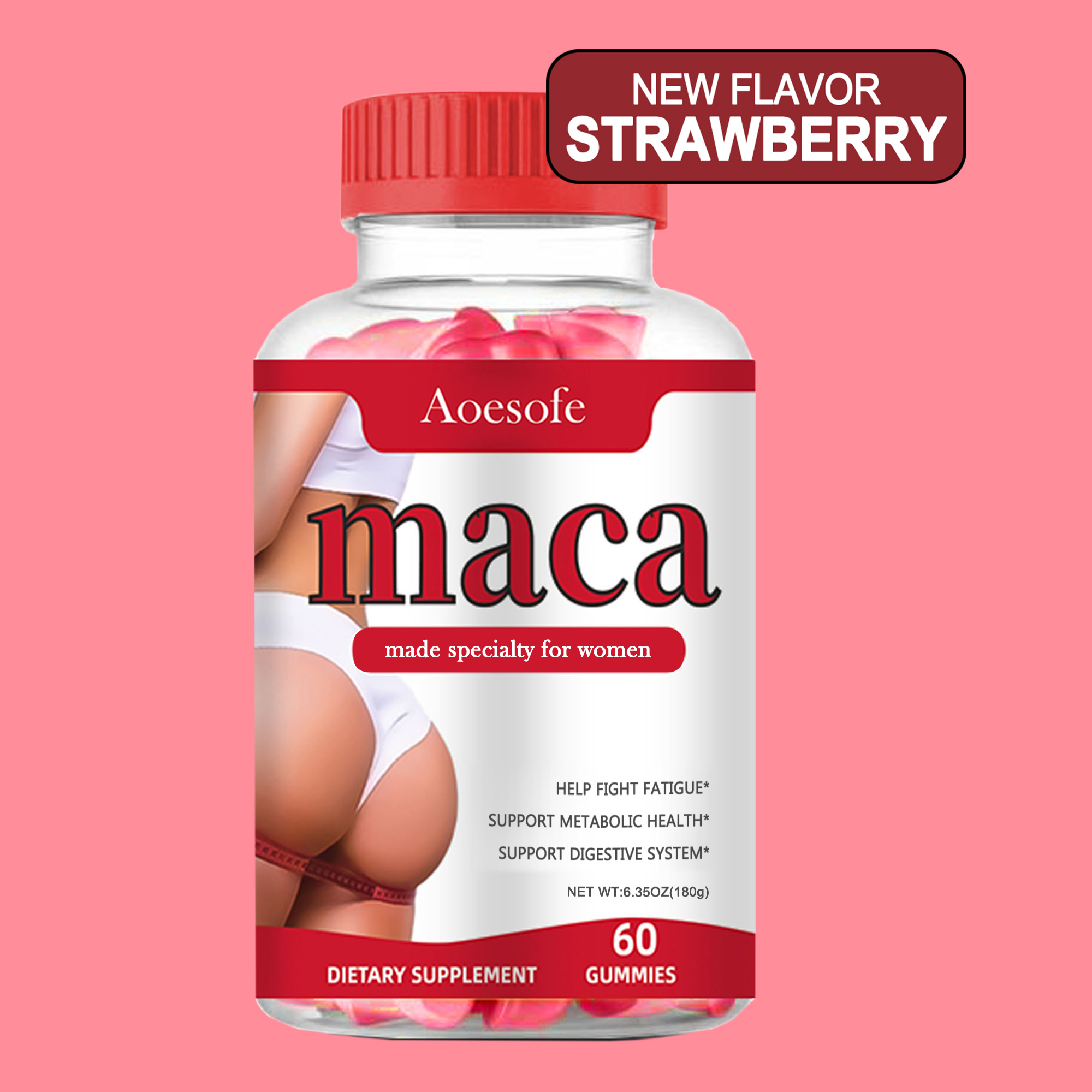 Aoesofe New Strawberry Flavored Maca Root Gummies