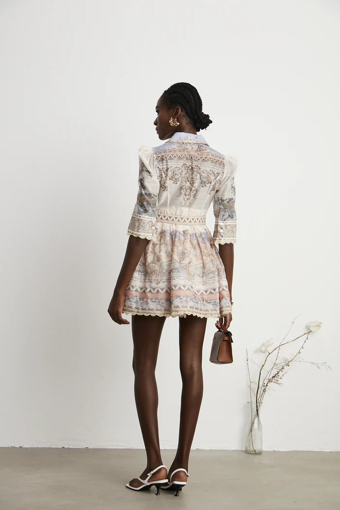 Joséphine belted V-neck mini dress