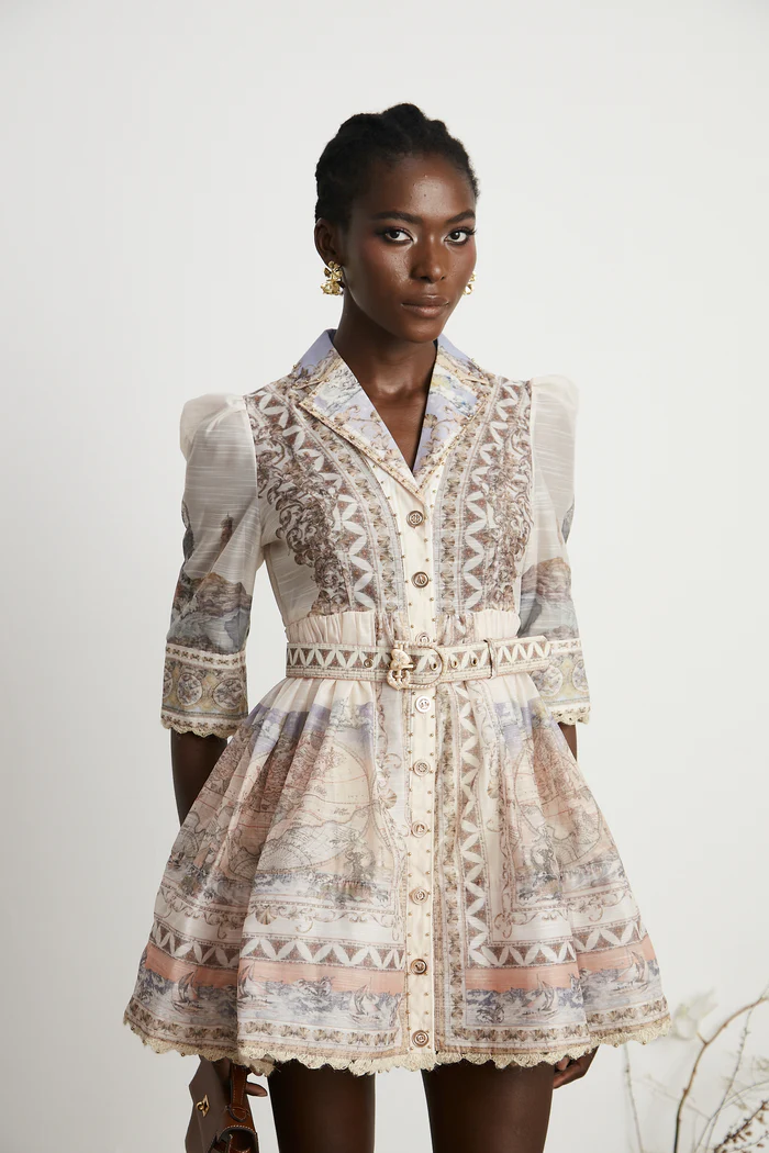 Joséphine belted V-neck mini dress