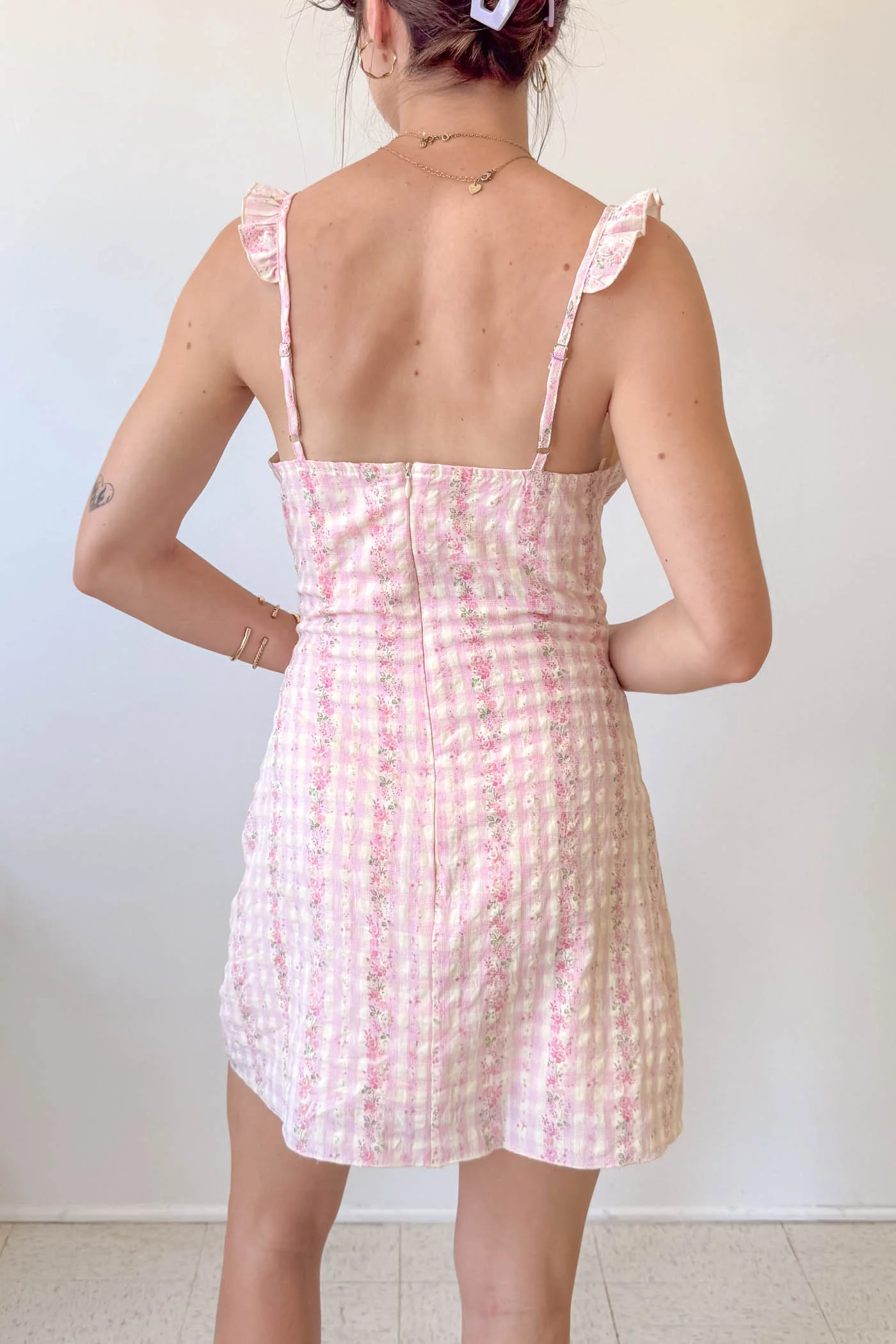 Plaid Ruffle Mini Dress