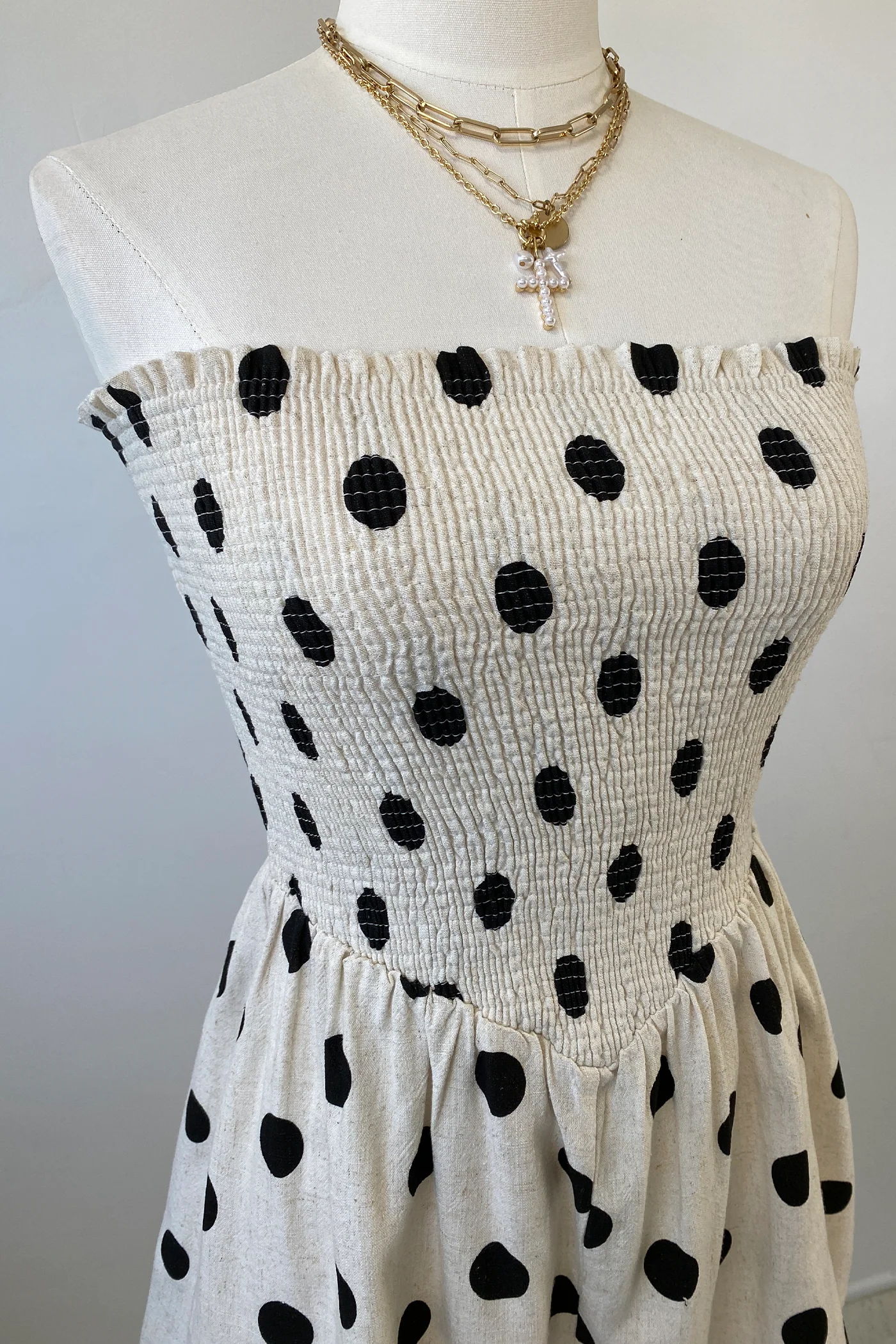 Dot Print Strapless Romper